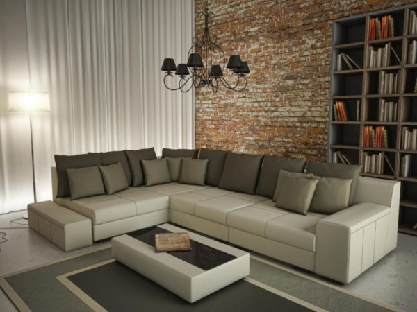 Бежевый диван в современном стиле 