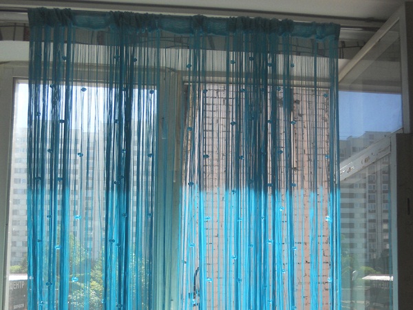Голубые шторы кисея 