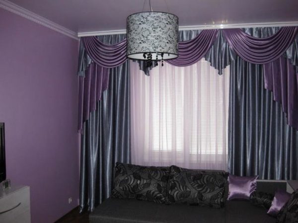 Серо-фиолетовые шторы 
